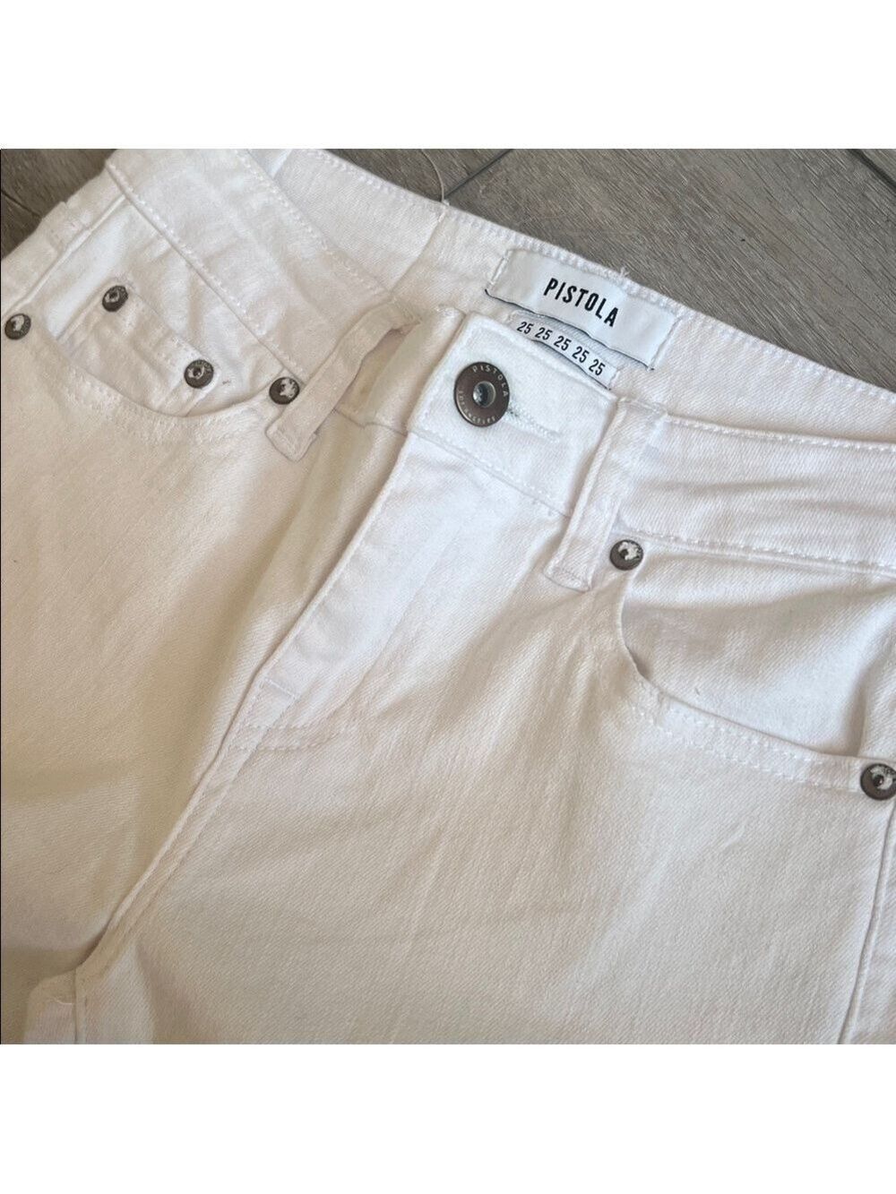 Pistola Marina flare flounce hem cropped Capri White Denim Jeans size 25 - Picture 5 of 8